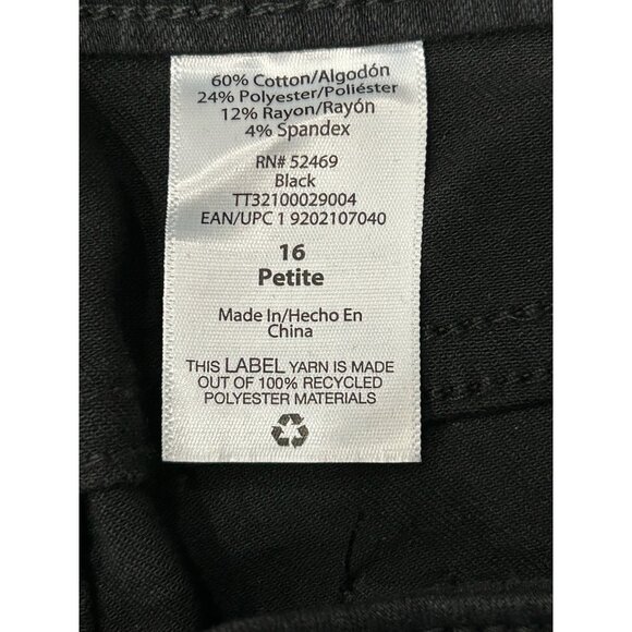 Time And Tru NWT Womens Black High Rise Skinny Jeans SZ 16 Petite - Picture 5 of 9